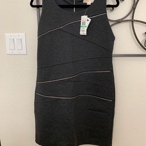 Michael Kors Gray Zipper Lycra Dress Size 8  NWT